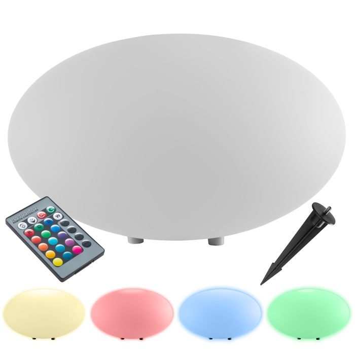 Lighting - TECTAKE - Globe lamp with LUMINOUS EYE LED bulb and remote control 12W - White - Size L 35 x 27.5 cm