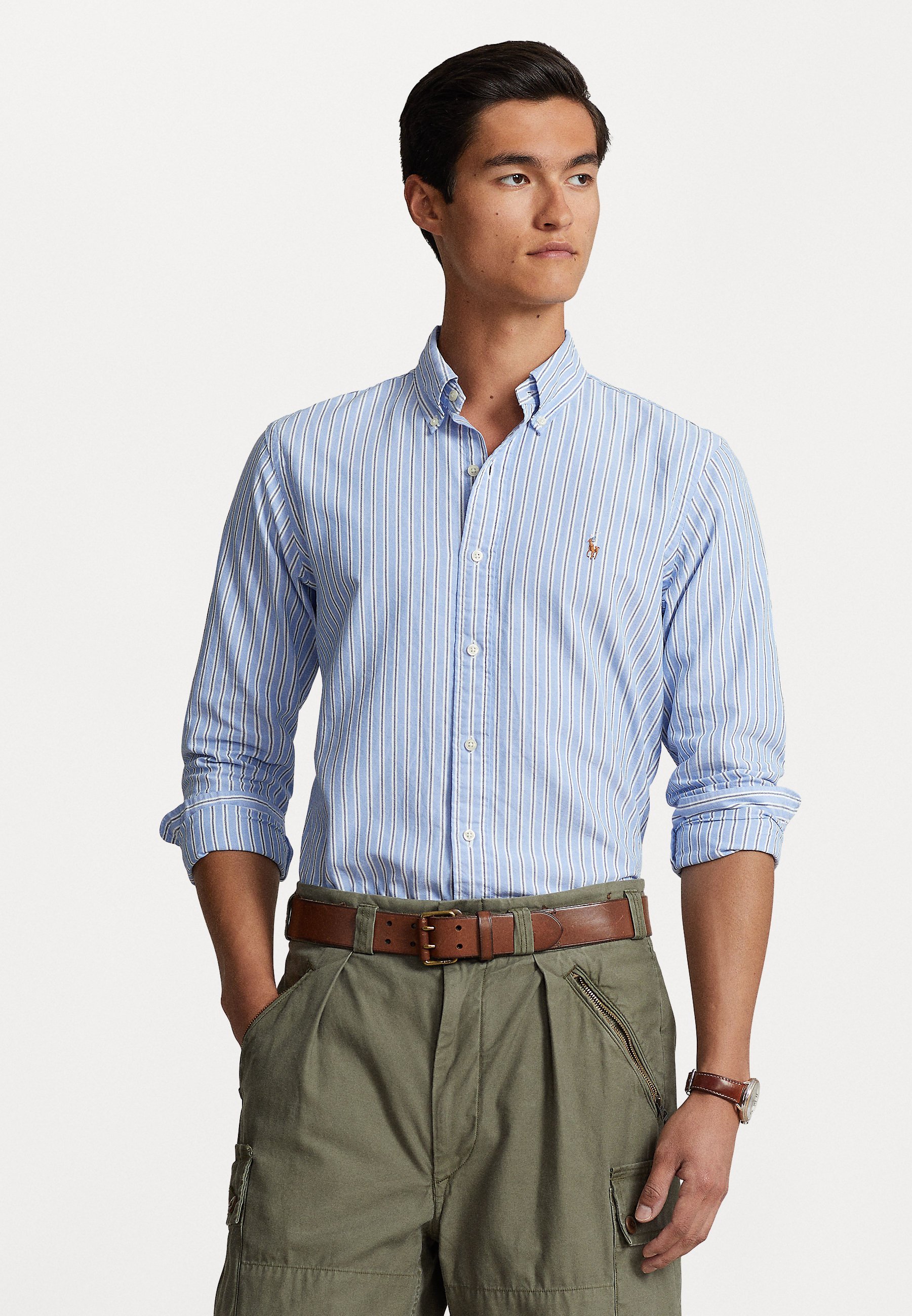 Polo Ralph Lauren CUSTOM FIT GESTREEPT OXFORD SHIRT - Shirt - blauw/wit