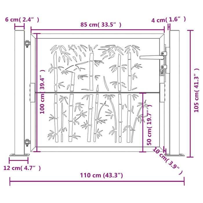 vidaXL Portail de Jardin, Portillon de Patio, Barrière de Sécurité, Porte d'Extérieure Terrasse, Anthracite 105x105 cm Acier 153179