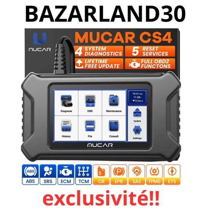 BAZARLAND30.Mucar CS4 Auto Diagnostic Suitcase OBD2 Scanner EPB SAS TPMS TBA ETS FR