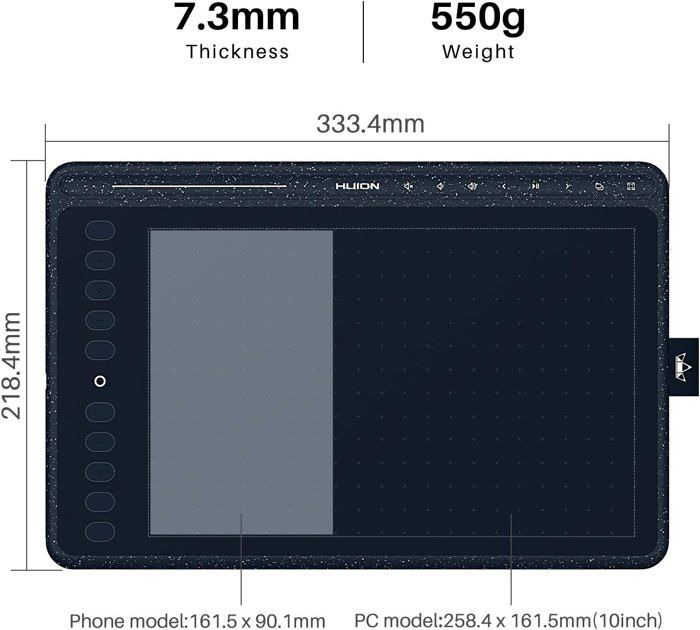 HS611 (Starry Blue) Drawing Tablet, Tilt Function, Graphics Tablet, Android Support, 8 Multimedia Keys