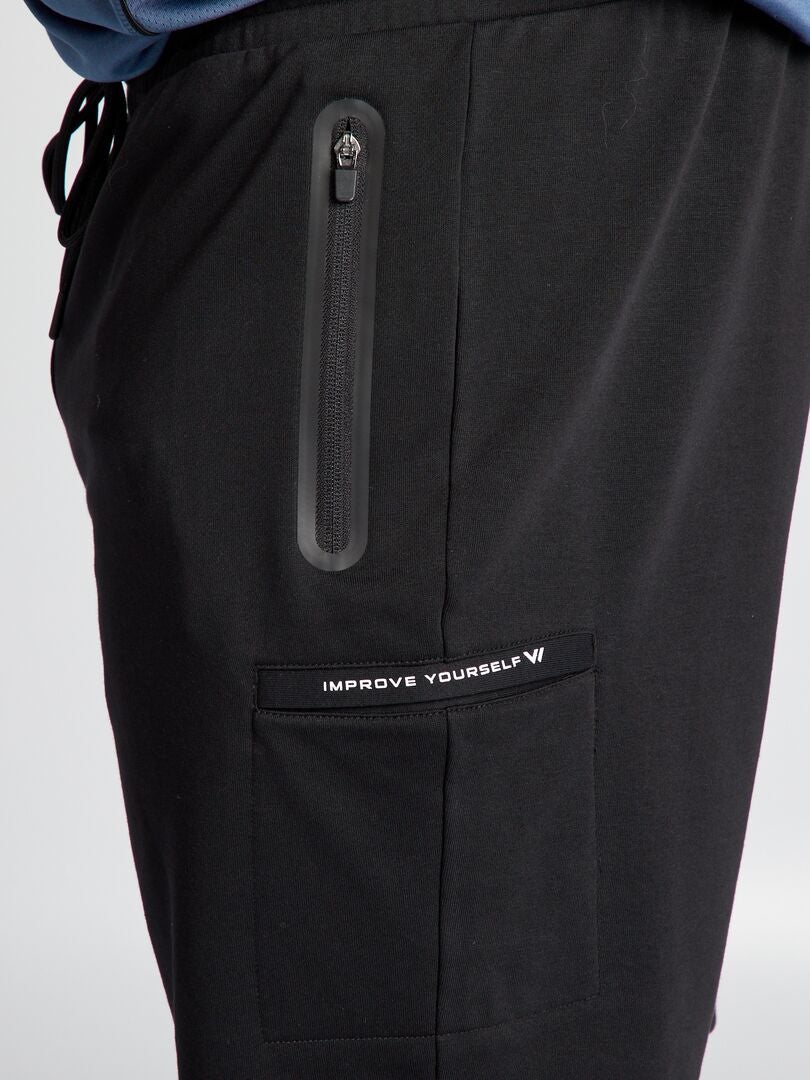 Bermudashorts van fleecestof - zwart