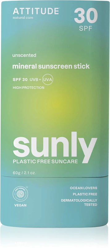 Protetor solar em bastão mineral sem perfume Attitude Sunly