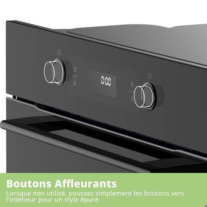 Four encastrable Pyrolyse Chaleur tournante Programmateur électronique - 65L - COMFEE CBO65P90E3-BK - Noir - Classe A