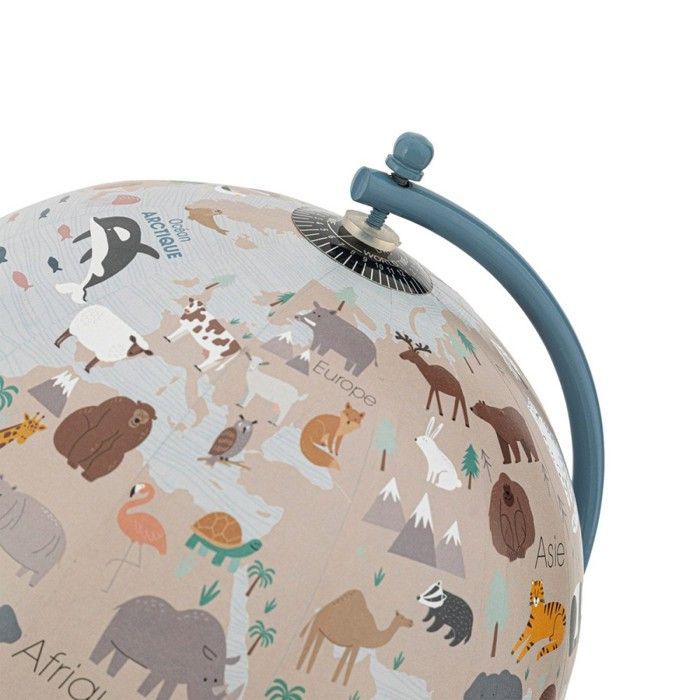 Globo terráqueo azul de metal para niños, D20