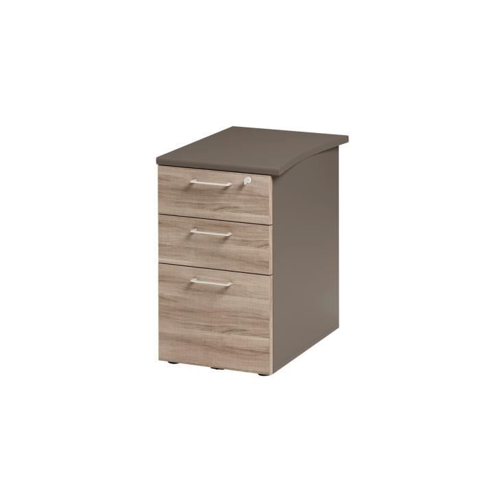 Caisson bout de bureau P61 JAZZ - GAMI - Marron cappuccino - 3 tiroirs - Contemporain