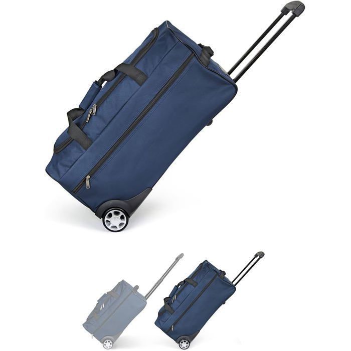 Sac de Voyage Trolley Bleu - Grand sac à roulettes, canne télescopique, compartiment spacieux, poche zippée, idéal week-end