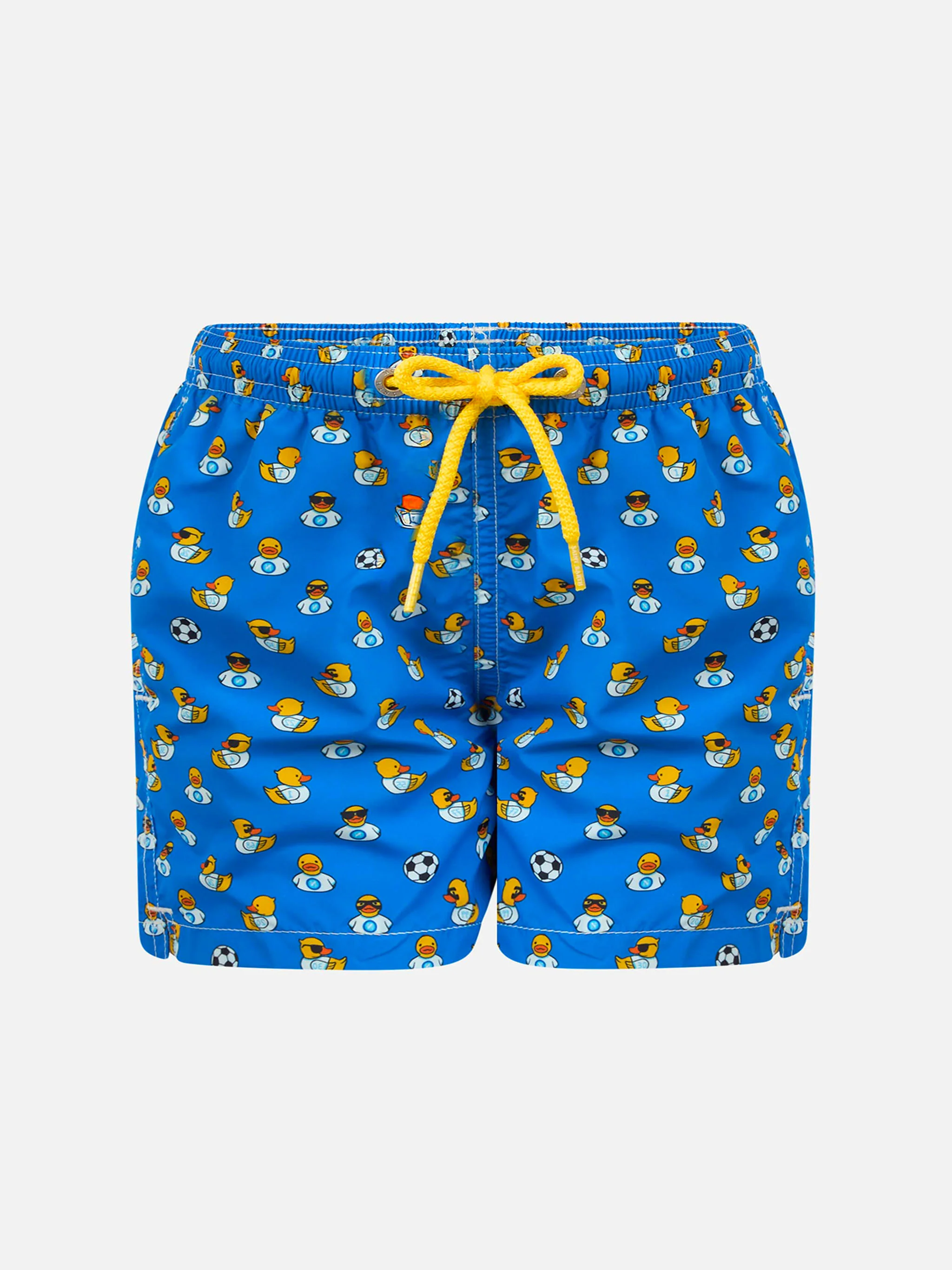 Costume da bagno da bambino in tessuto leggero con stampa logo Ducky e