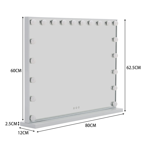 Specchio per il trucco illuminato Livingandhome Hollywood 80x62,5 cm