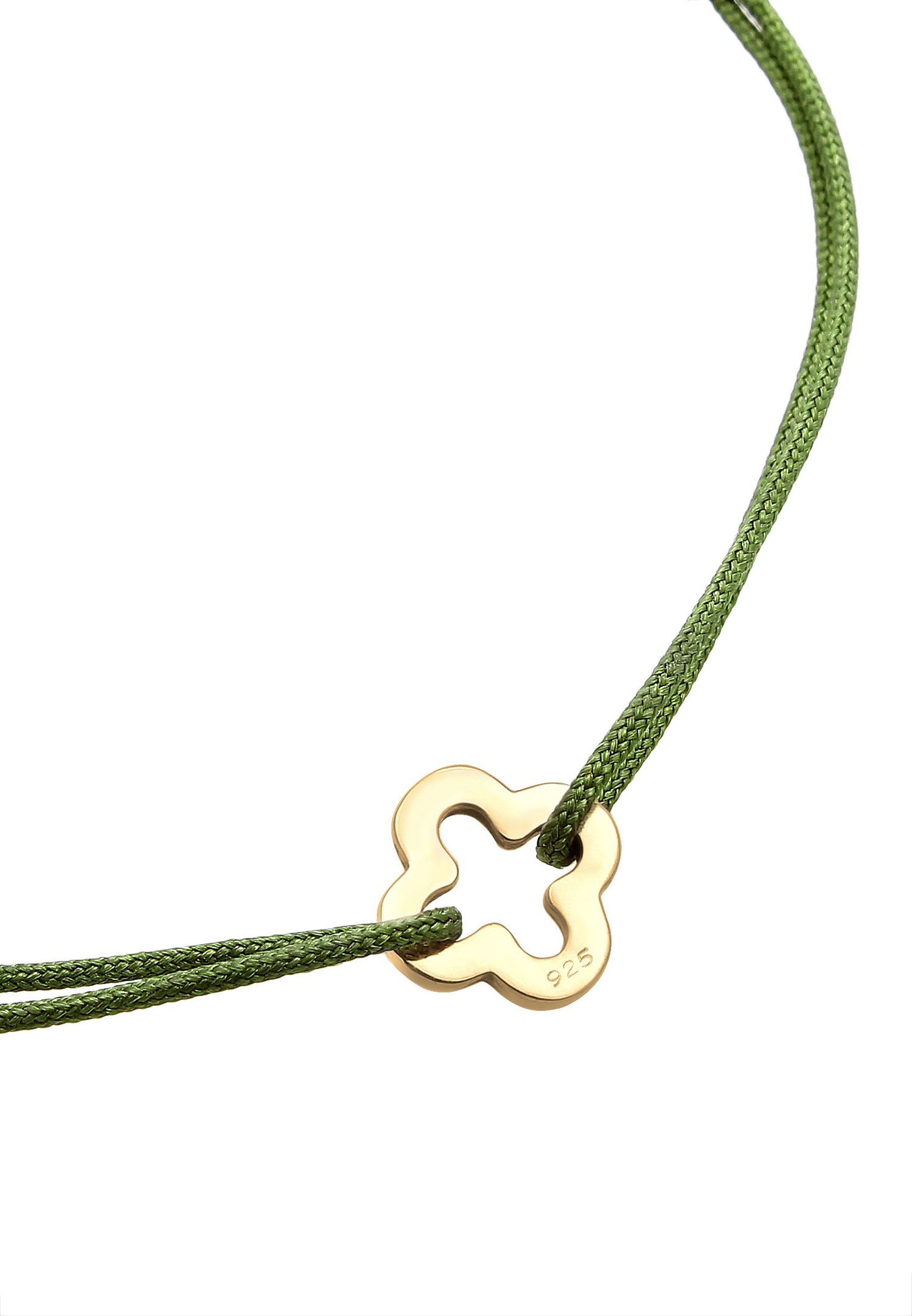 Elli Dames avec un Ruban de Nylon Vert au Symbole du Trèfle en Argent Sterling 925