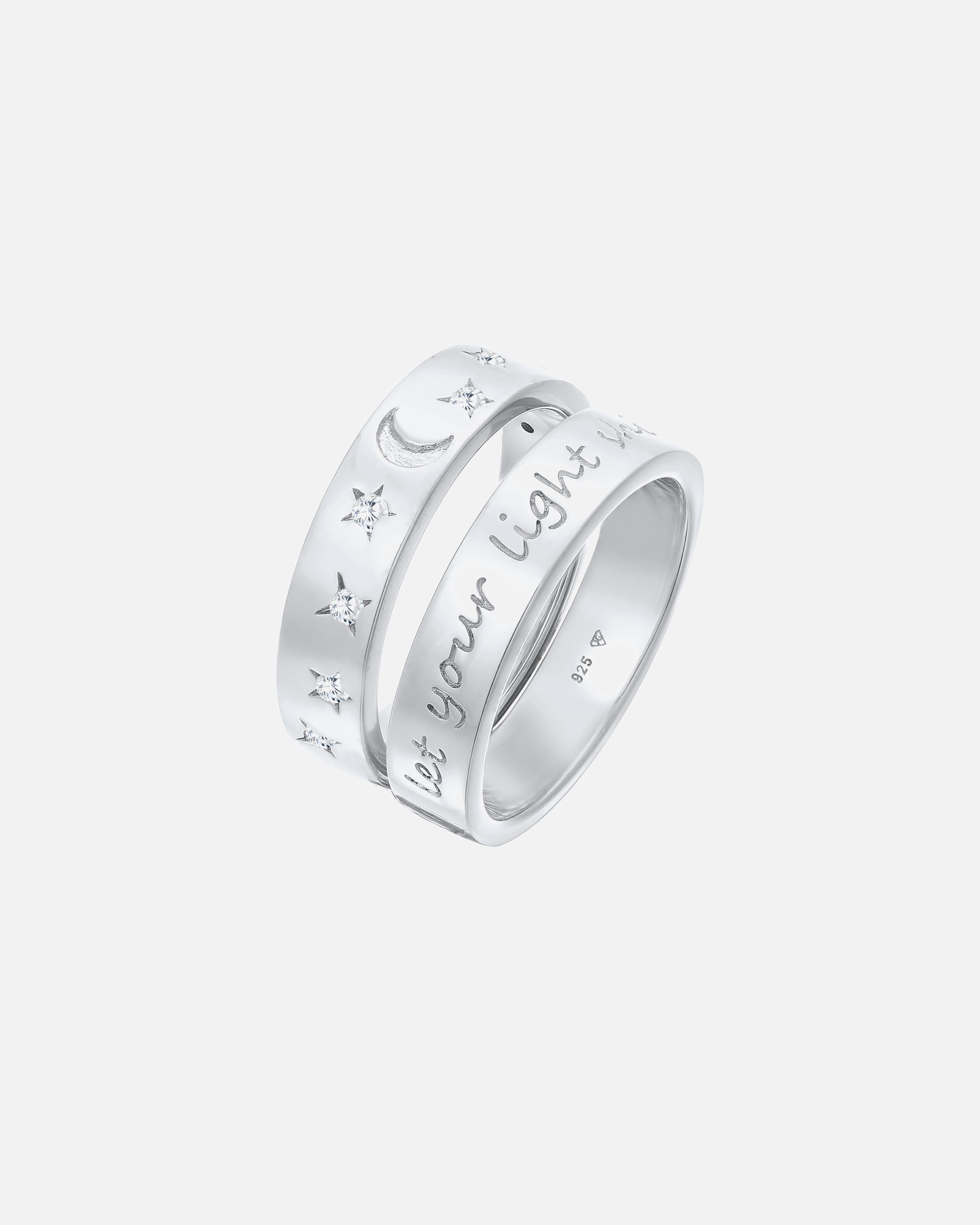 Elli Femmes Bande de 2 Astro avec Cristal de Zirconium en Argent Sterling 925