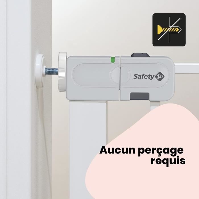 SAFETY 1ST Cancelletto di sicurezza per bambini 73-80 cm, bianco, in metallo, con chiusura automatica e 4 punti di pressione.