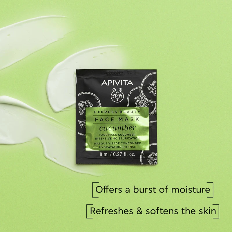 Apivita Express Beauty drėkinamoji veido kaukė su agurkais