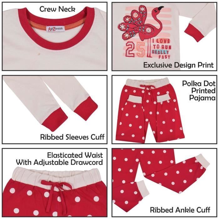 Pijama de flamencos para niña - Marca - Camiseta de manga corta - 100% algodón - Cintura elástica - Rosa