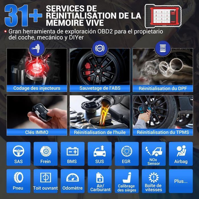 KINGBOLEN K7 Valise de Diagnostic Auto OBD II avec mises à Jour gratuites à Vie, 31 Services, bidirectionnels, Codage ECU