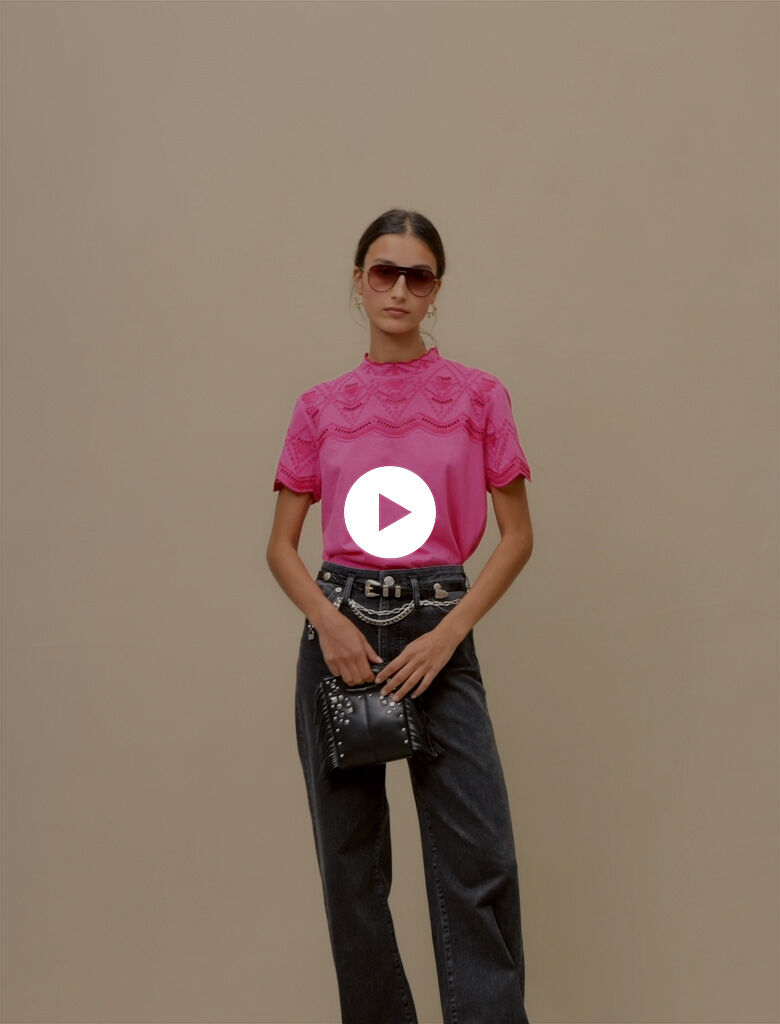 Tricou brodat - Fuchsia