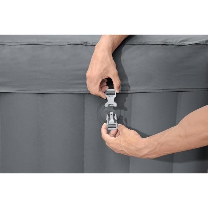 Spa gonflable BESTWAY - Lay-Z-Spa Santorini - 5 à 7 places -Rond (Livré avec 5 appuie-tête rembourrés + 2 LED à eau ColorJet)