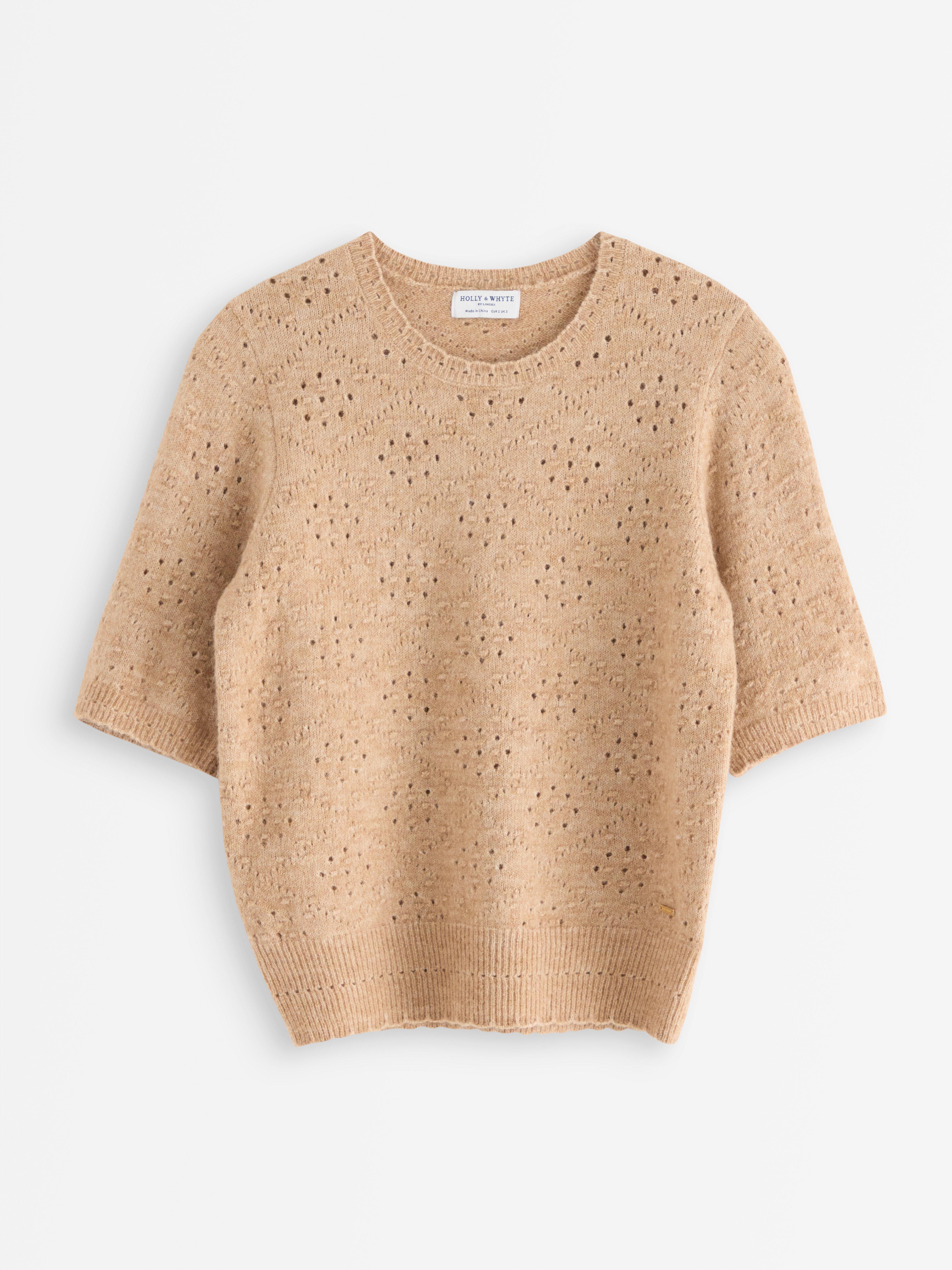 Jersey de punto color beige claro jaspeado