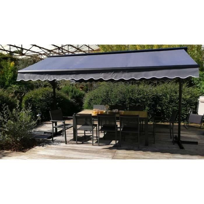 Store double pente 3x3m en aluminium anthracite - Oviala