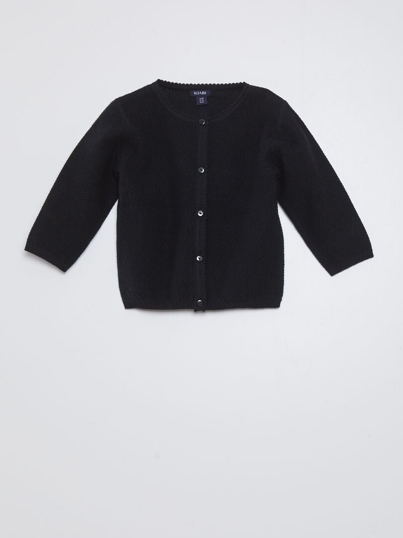 Gebreid vest met patroon - Zwart