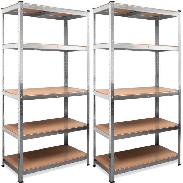 x Scaffalature modulari resistenti 180x90x40cm Max 875kg 5 ripiani Acciaio/MDF per garage - DEUBA