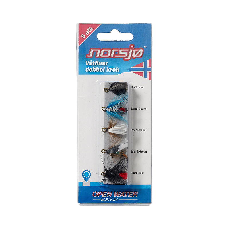 Norsjø Mosche sommerse Confezione da 5 amo doppio, Norsjø