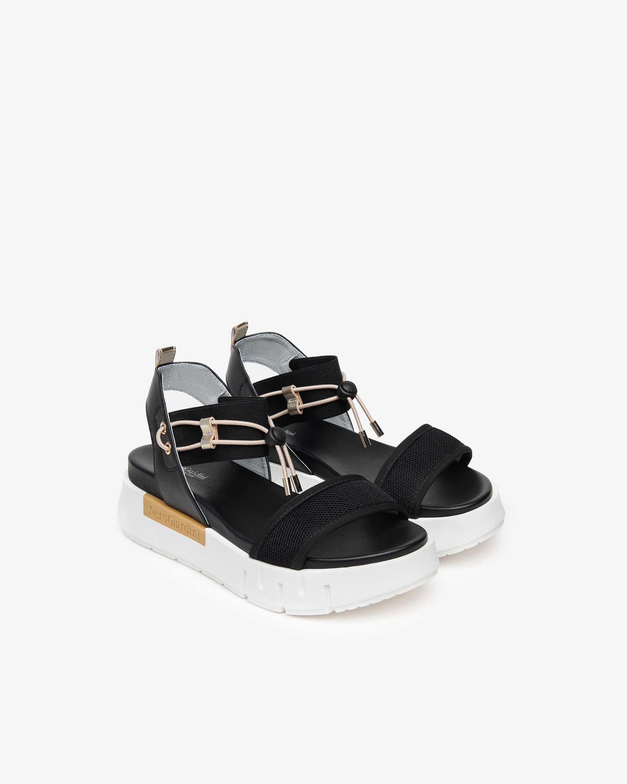  Damen-Sandalen aus Leder und Canvas
