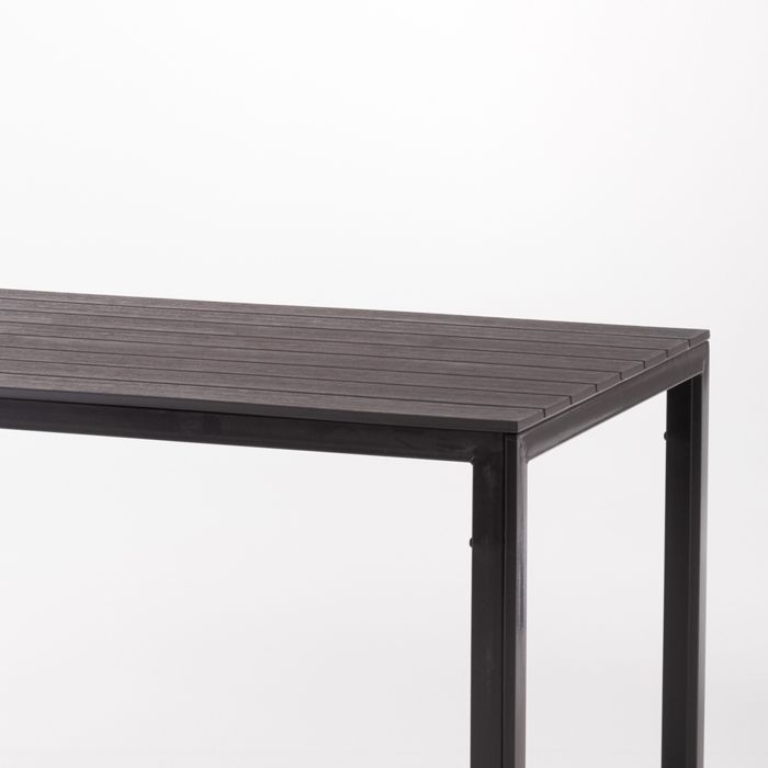 Conjunto de jardín con mesa Thomas y 6 sillas Anita de resina, estructura de hierro y tablero de polietileno (Moka).