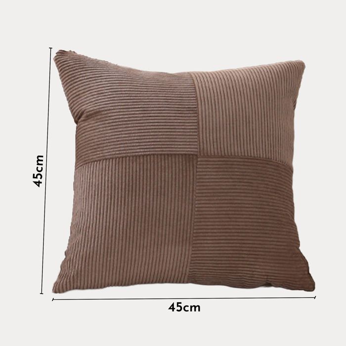 ISYS - Coussin carré en tissu côtelé marron 45x45 cm