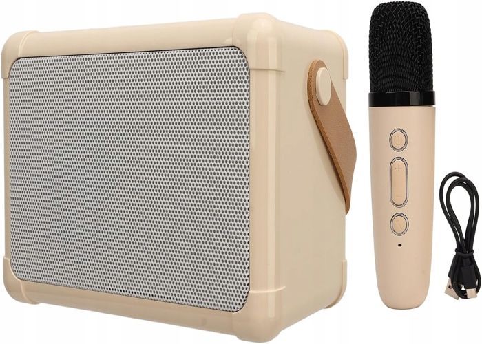 PORTABLE KARAOKE KIT WITH MICROPHONES, SPEAKERS, DIFFERENT VOICES FOR KIDS, AND LED LIGHTS