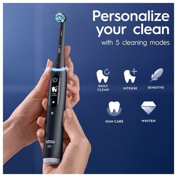 „Oral-B iO Series 6“ elektriniai dantų šepetėliai, juodi, rožiniai, 2 vnt.