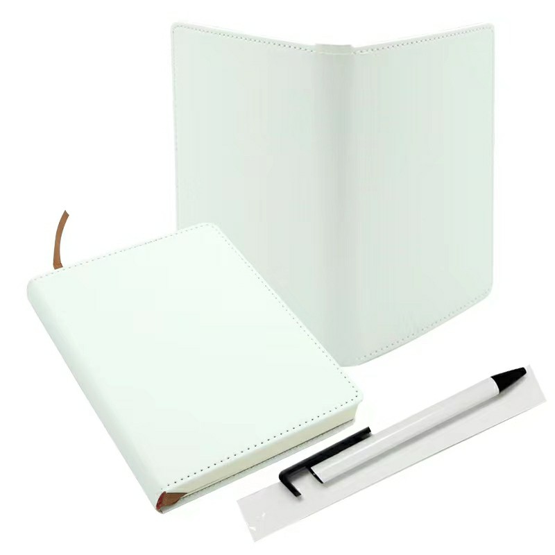Magazzino USA - Quaderno in similpelle PU per sublimazione formato A5 e penne a sfera - Agenda per sublimazione formato A5 con stampa su tutti i lati