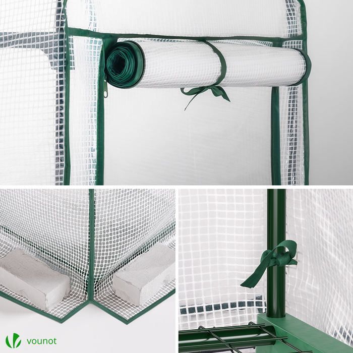 Invernadero de jardín VOUNOT® con 5 estantes - 69x49x193cm Blanco - Cubierta reforzada - Puerta enrollable con cremallera