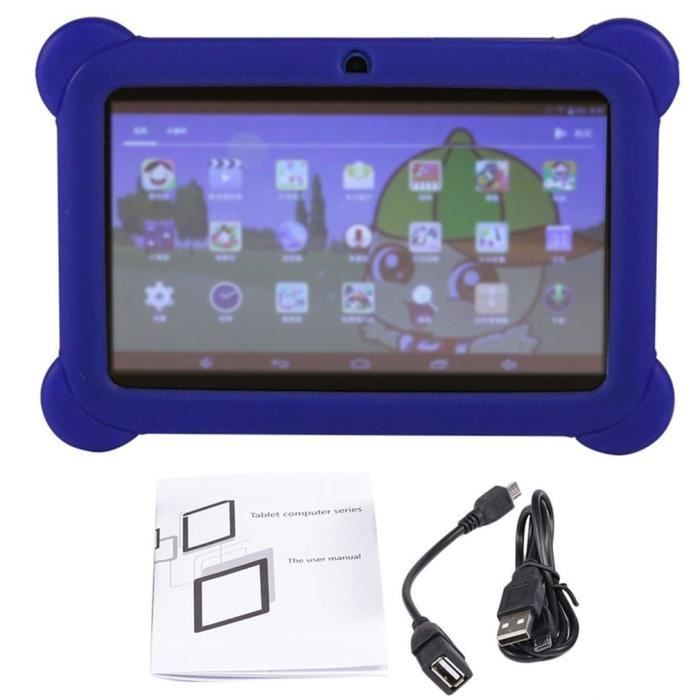 Tableta infantil Q88 de 7 pulgadas, 512 MB + 4 GB - 8 GB, 30 W + 30 W con funda de silicona.