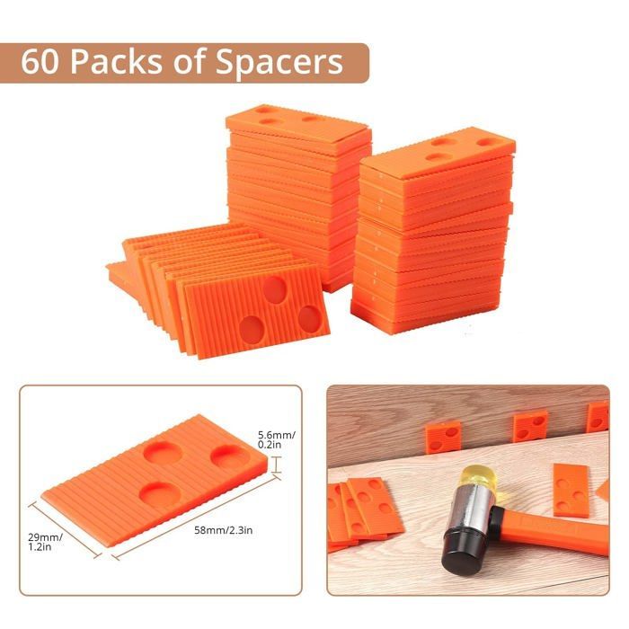 Kit per l'installazione di laminati - AIMOONSA - Kit completo - 60 cunei - Barra di trazione in acciaio - 7-15 mm