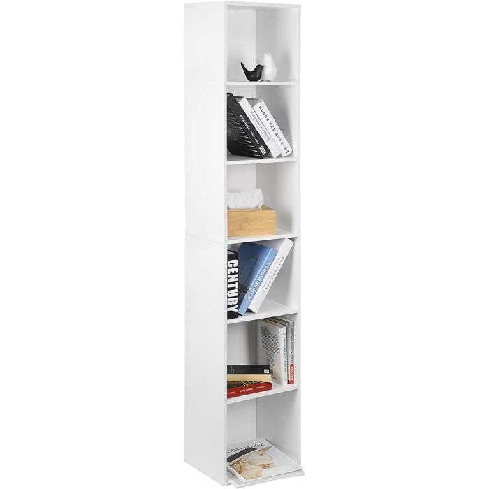 Librería WOLTU de MDF con 6 compartimentos de almacenamiento - Blanca