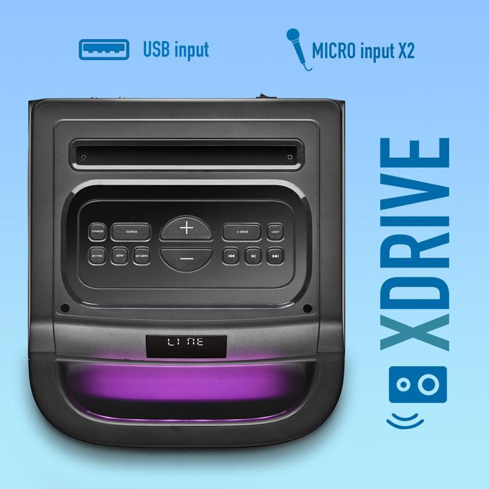 NGS WILD SPACE 3: Caixa de Som para Festas de 4000W com Bluetooth/TWS, USB/AUX, LED, alças e 2 entradas para microfone.