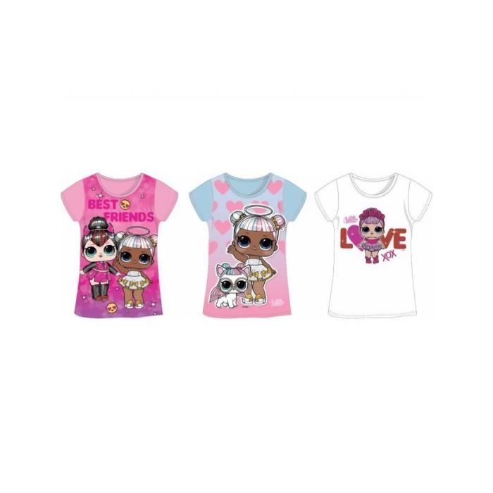 Camiseta de manga corta para niña LOL Surprise - KID PARADISE - 100% algodón - Blanca