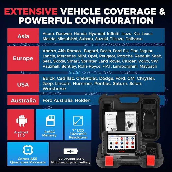AUTEL MaxiCOM MK808S-TS Car Diagnostic Tool - 28+ System Diagnostics - TPMS & Sensor Programming - Bluetooth
