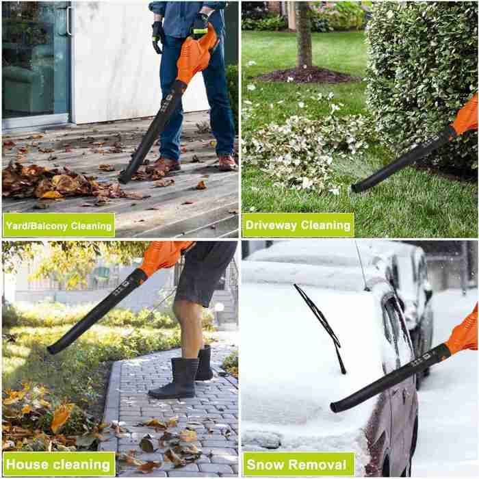 21V Cordless Electric Leaf Blower, 5 Speeds, 150 MPH, 16500 RPM, for Car, Lawn, Patio, Yard, Snow, Garden