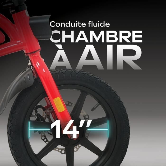 Bicicletta elettrica senza pedali - URBANGLIDE - BIKE 140 ROSSA - 36V - 350W - pneumatici da 14