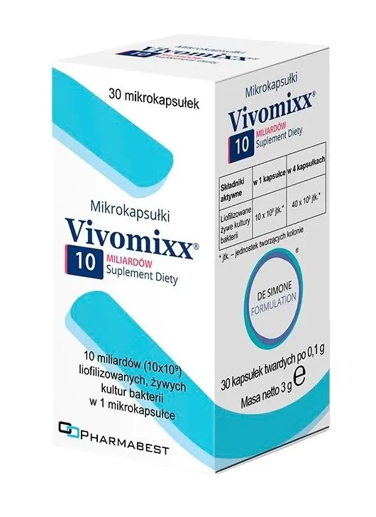Vivomixx Micro, Suplement diety zawierający żywe kultury bakterii, Kapsułki