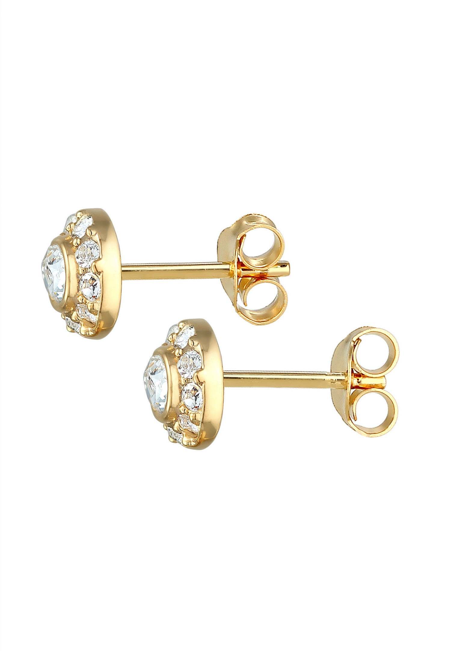 Elli Boucles d'oreilles cloutées pour femmes, rondes et glamour, avec cristaux en argent sterling 925.