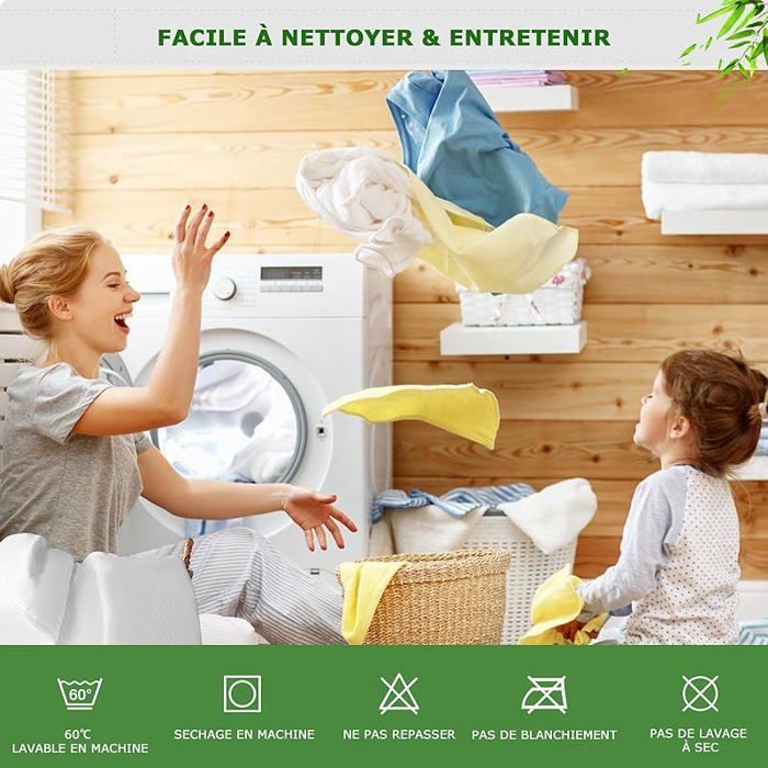Protge Matelas 150x200 cm Fibre de Bambou, Alse Certifi OekoTEX, Surmatelas Impermable Respirant,Bonnet 150 x 200 x 30 cm