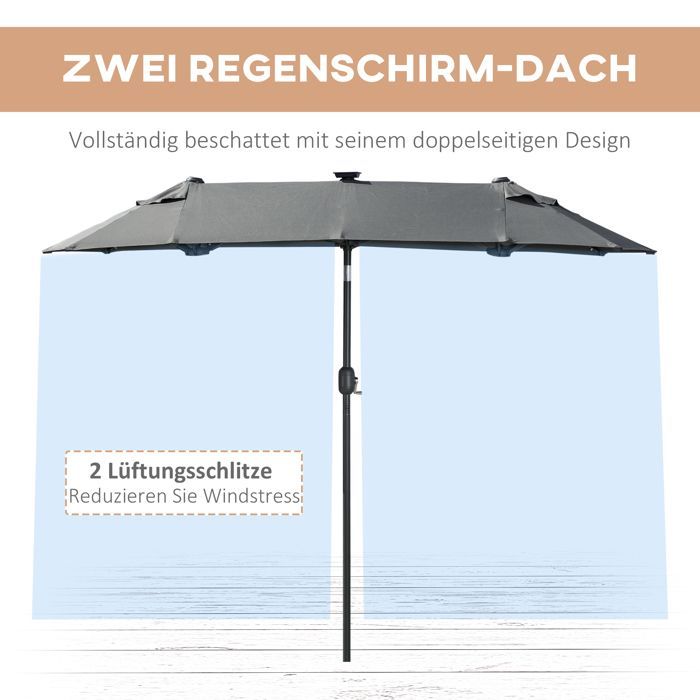 Parasol double inclinable avec LED EVRYAE