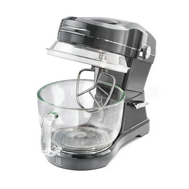 Elite Ovation 5-Quart-Küchenmaschine, 10 Geschwindigkeitsstufen, Grau, mit Flachrührer, Knethaken und Schneebesen
