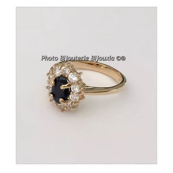 Anillo marquesa con zafiro, chapado en oro de 18 quilates (5 micras) - Joyería para mujer - Bijouxia - Chapado en oro - Zafiro - Acabado en oro - Mujer