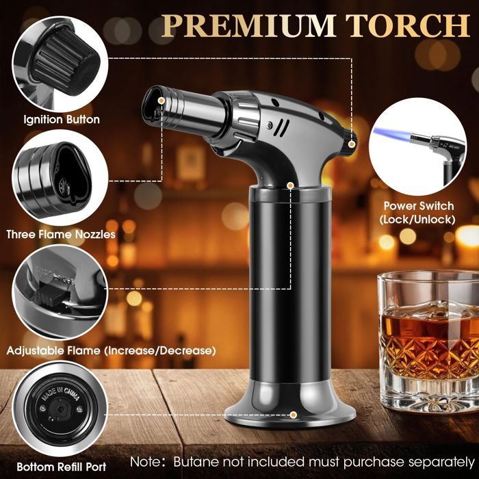 Kit Fumoir Whisky avec 8 Bois Aromatiques, Kit Fumoir à Cocktail Portable pour Boissons, Viandes et Fromages, Idée Cadeau