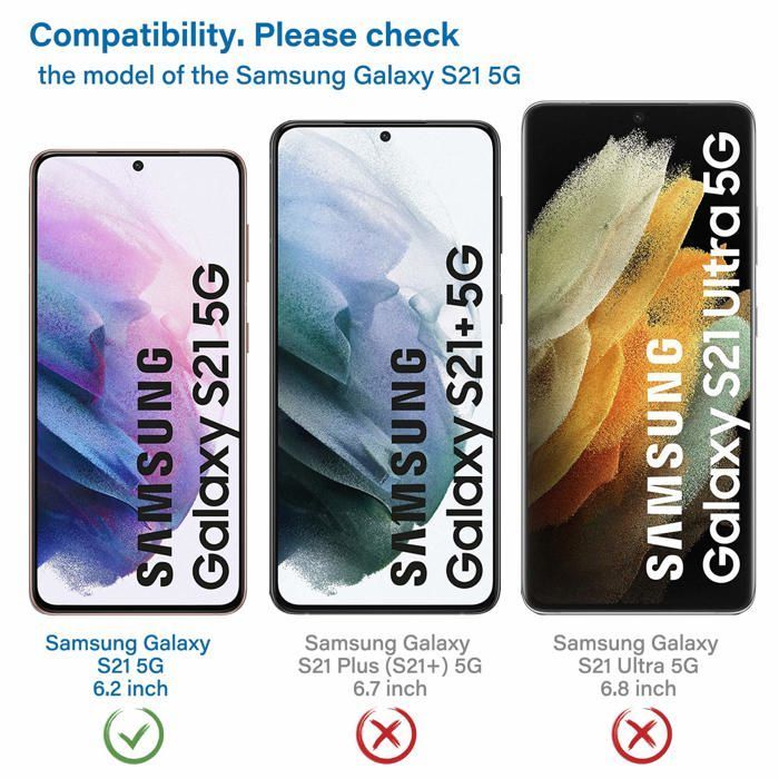 Lot de 3, Verre Trempé pour Samsung Galaxy S21 5G (6.2), Film Protection écran - Anti Rayures - sans Bulles d'air