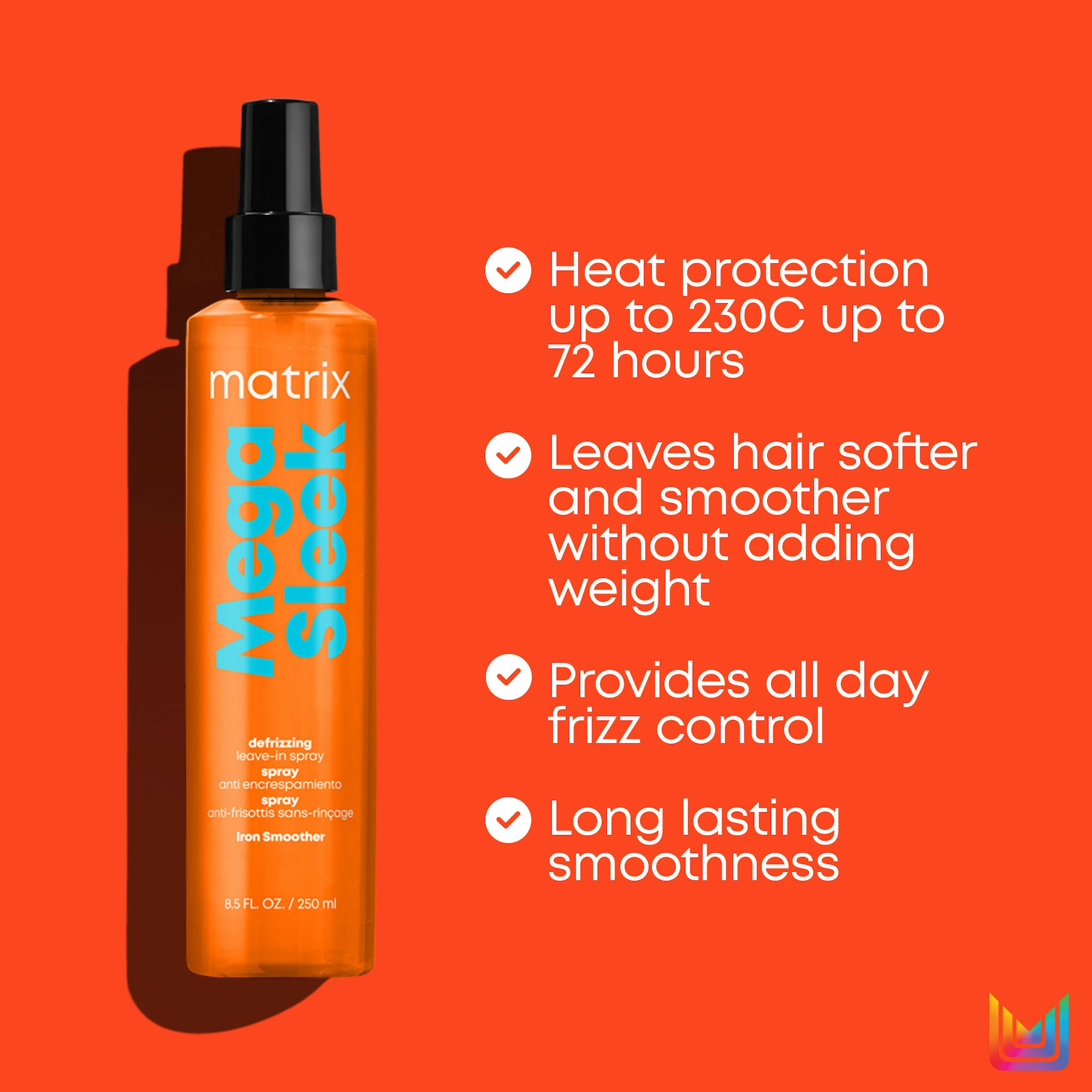 Mega Sleek Iron Smoother sprej za glađu kosu bez ispiranja 250 ml - Matrix